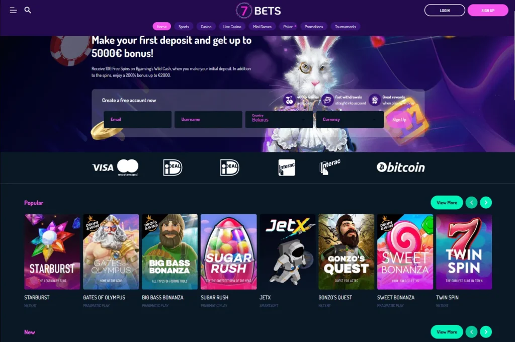 7Bets.io Casino desing.