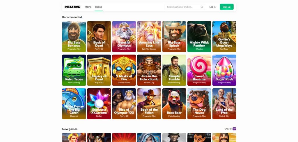 Games at Instaspin Casino