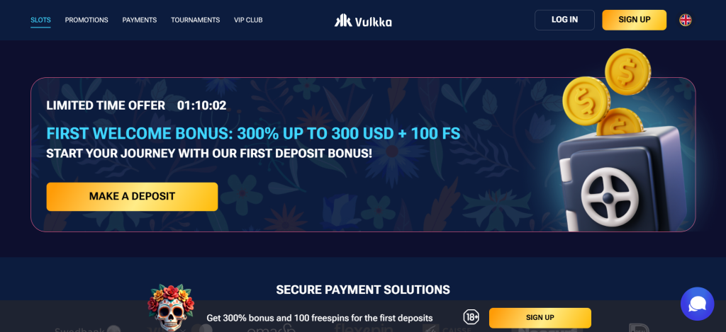 Vulkka Casino welcome bonus banner